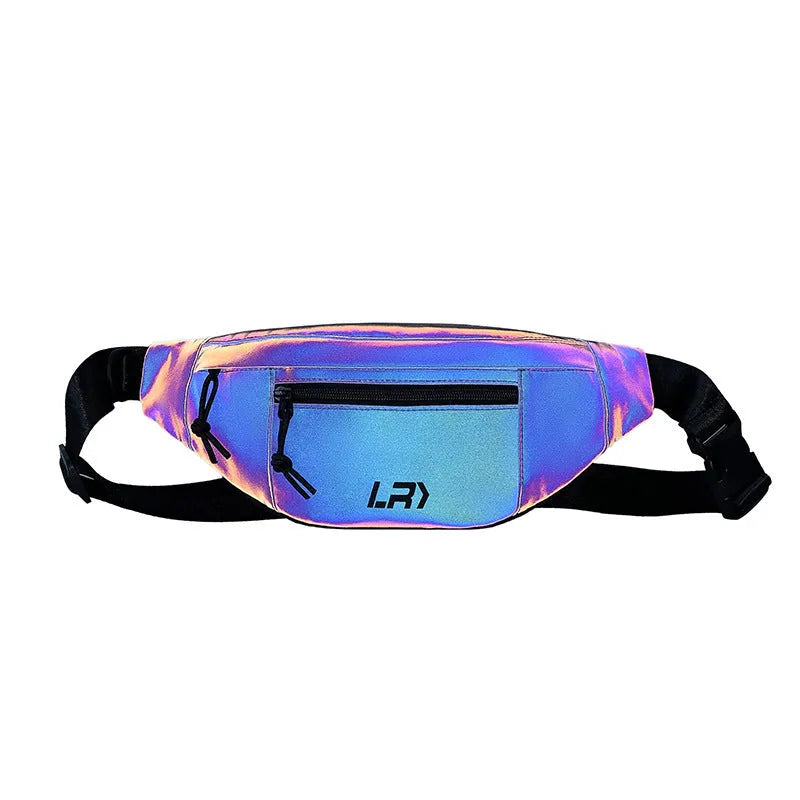 Reflective blue crossbody cycling shoulder bag with open pocket design