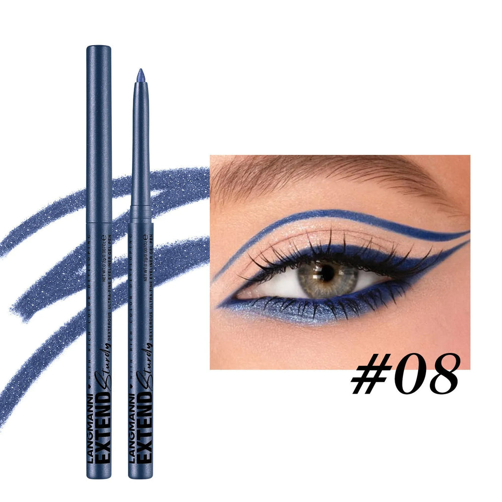 Set of 12 colourful gel glitter eyeliner pencils in vibrant shades for waterproof makeup