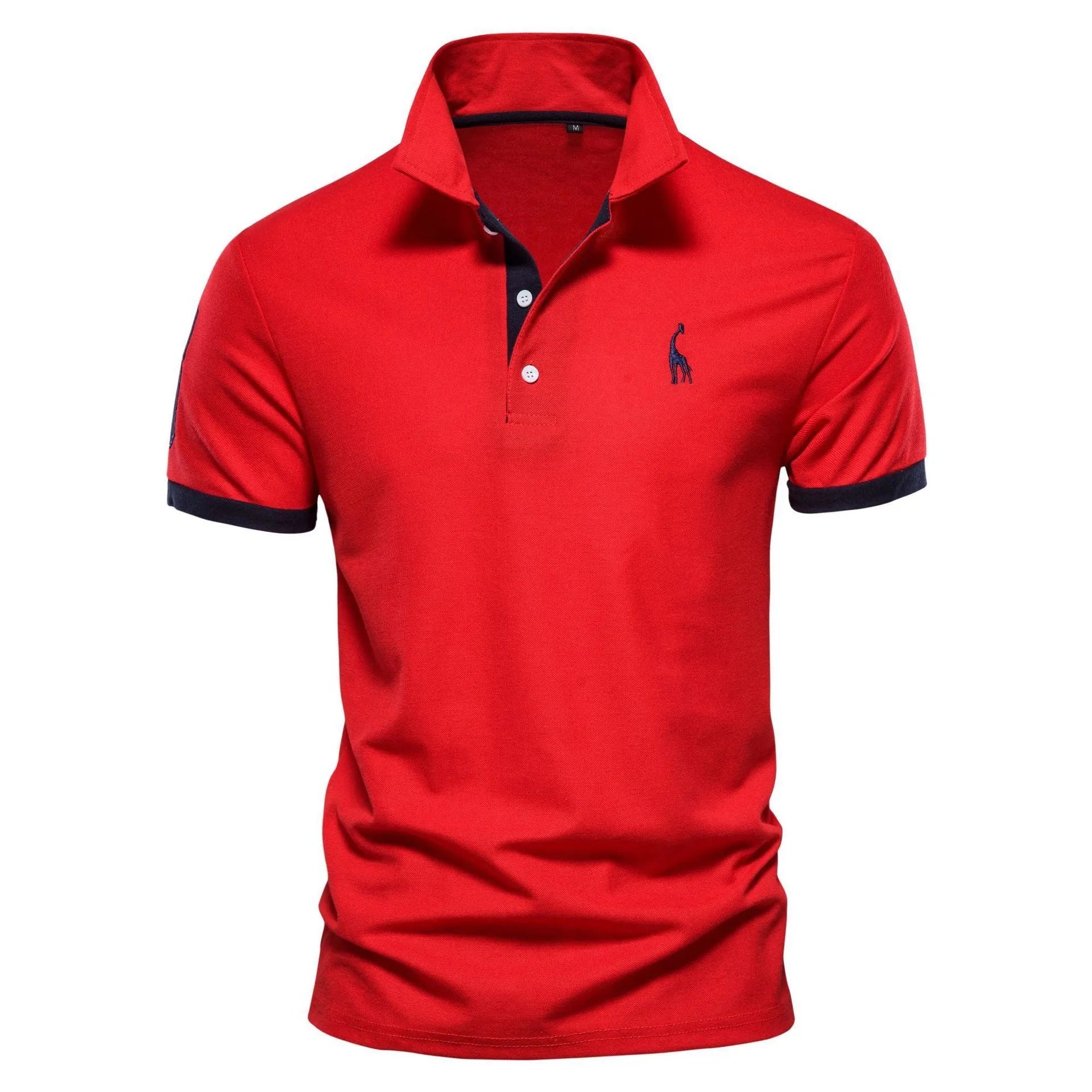 Men's slim fit short sleeve T-shirt with a detailed embroidered deer design on the chest.