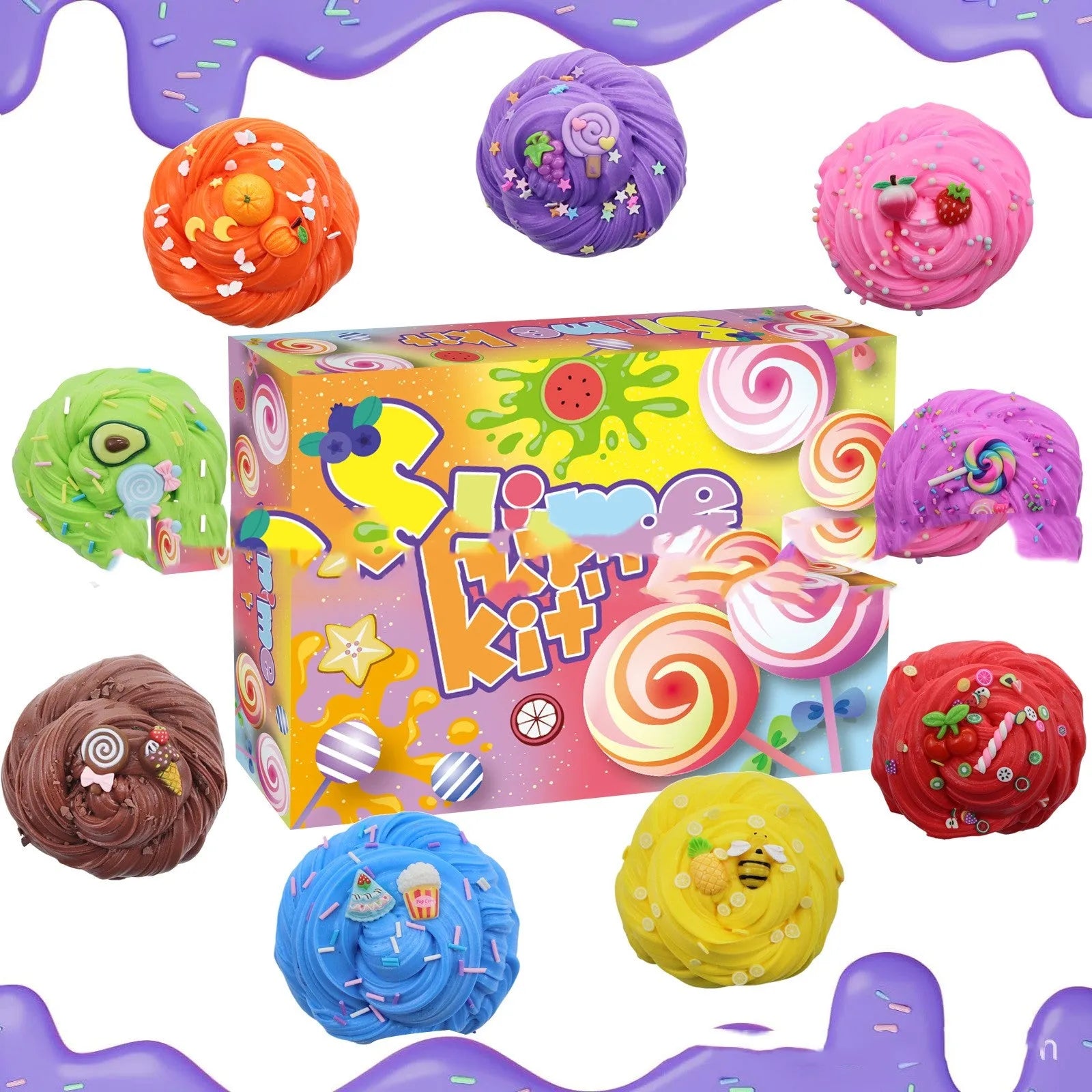 10PCs lollipop-shaped coloured clay set in colour box, PVA non-precipitating oil mud for teenagers
