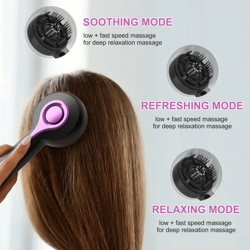 A black USB-powered head massage tingler comb with a comb design for scalp vibration massage.