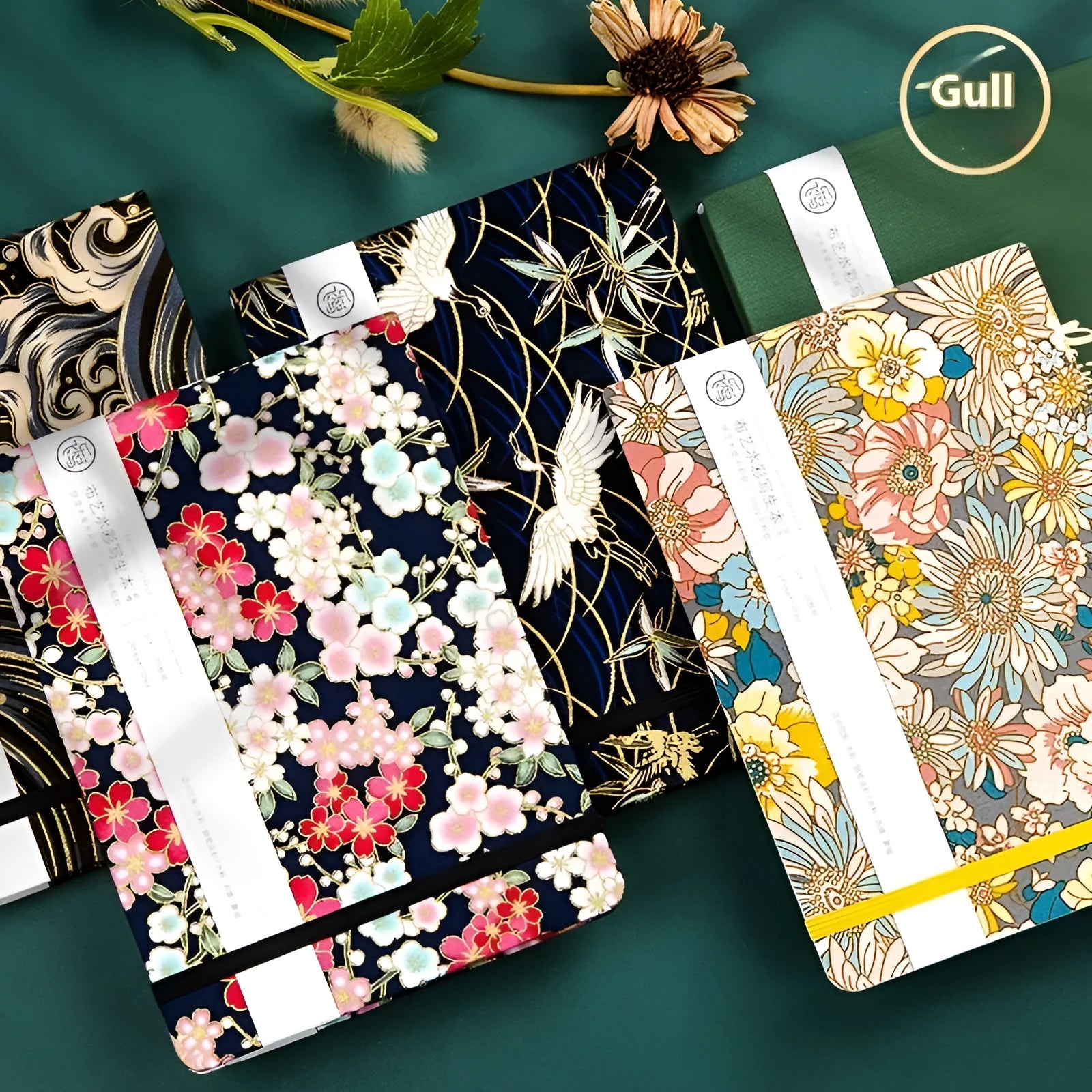 Feiluniao handmade fabric watercolour notebook in 185mm portable size, showing artistic cover design.
