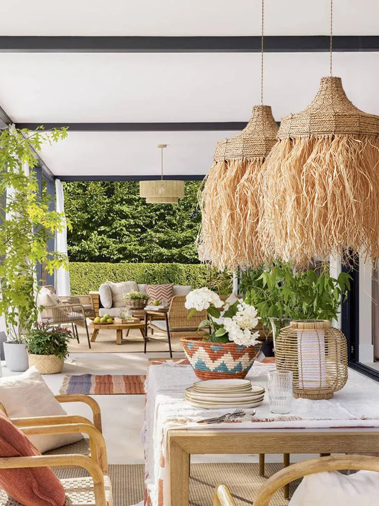 50cm diameter retro restaurant chandelier with woven willow and wild vetch construction