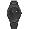 Men's steel belt business watch with quartz movement and 10mm thickness on wrist.