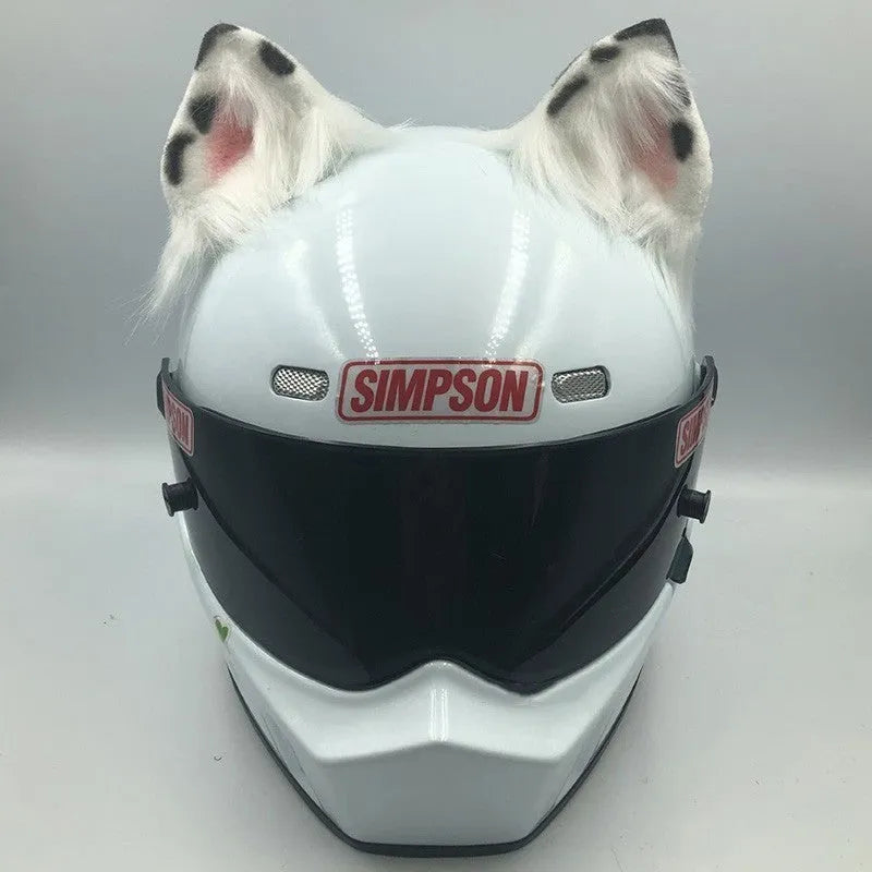 Set of ABS plastic animal ears and tail for motorcycle helmet customisation