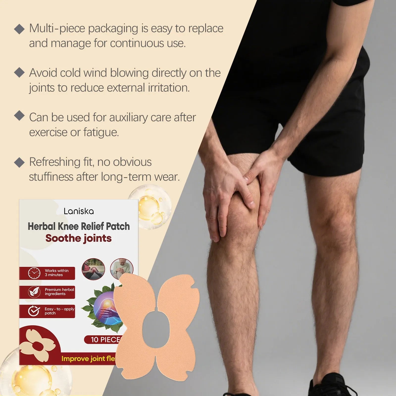 Pack of ten herbal moxa leaf and menthol joint nourishing adhesive patches in a box.