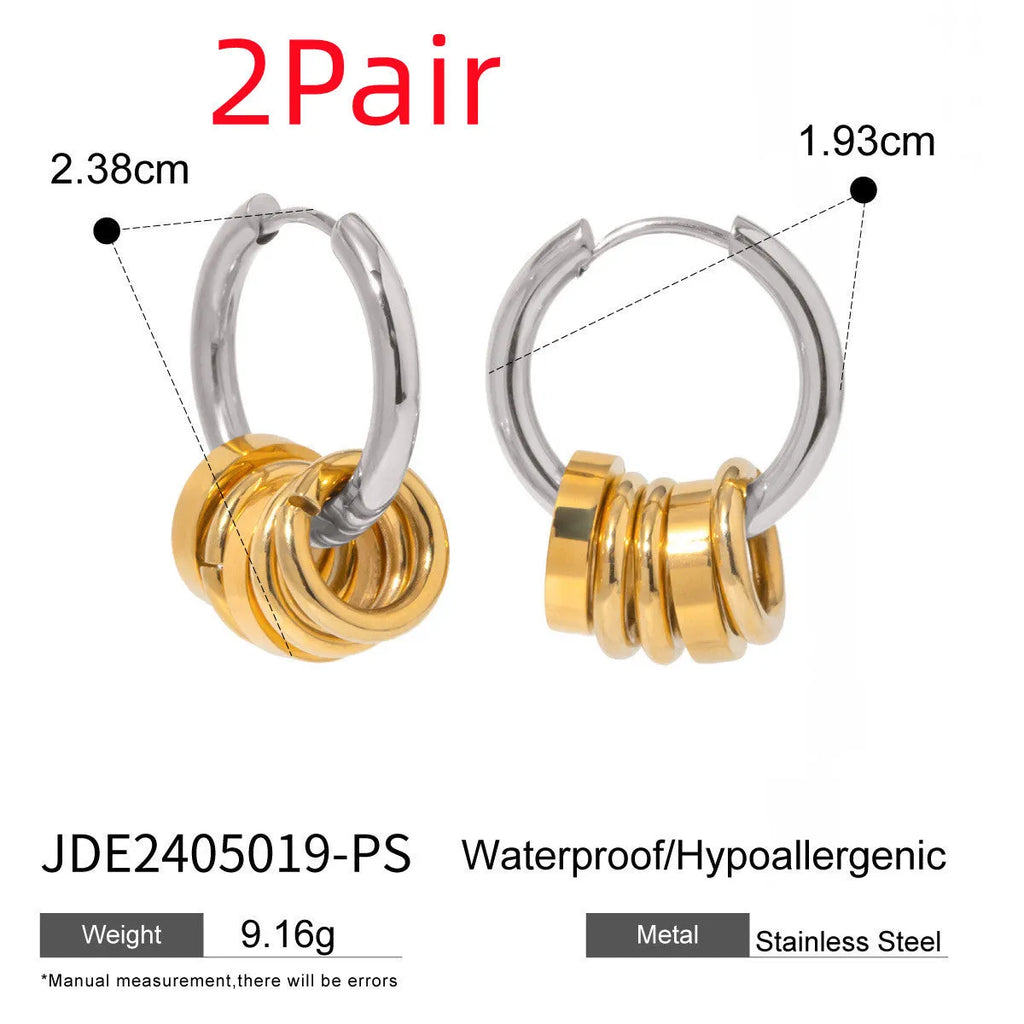 Stainless steel ins style earrings with electroplated colour finish in JDE2405019
