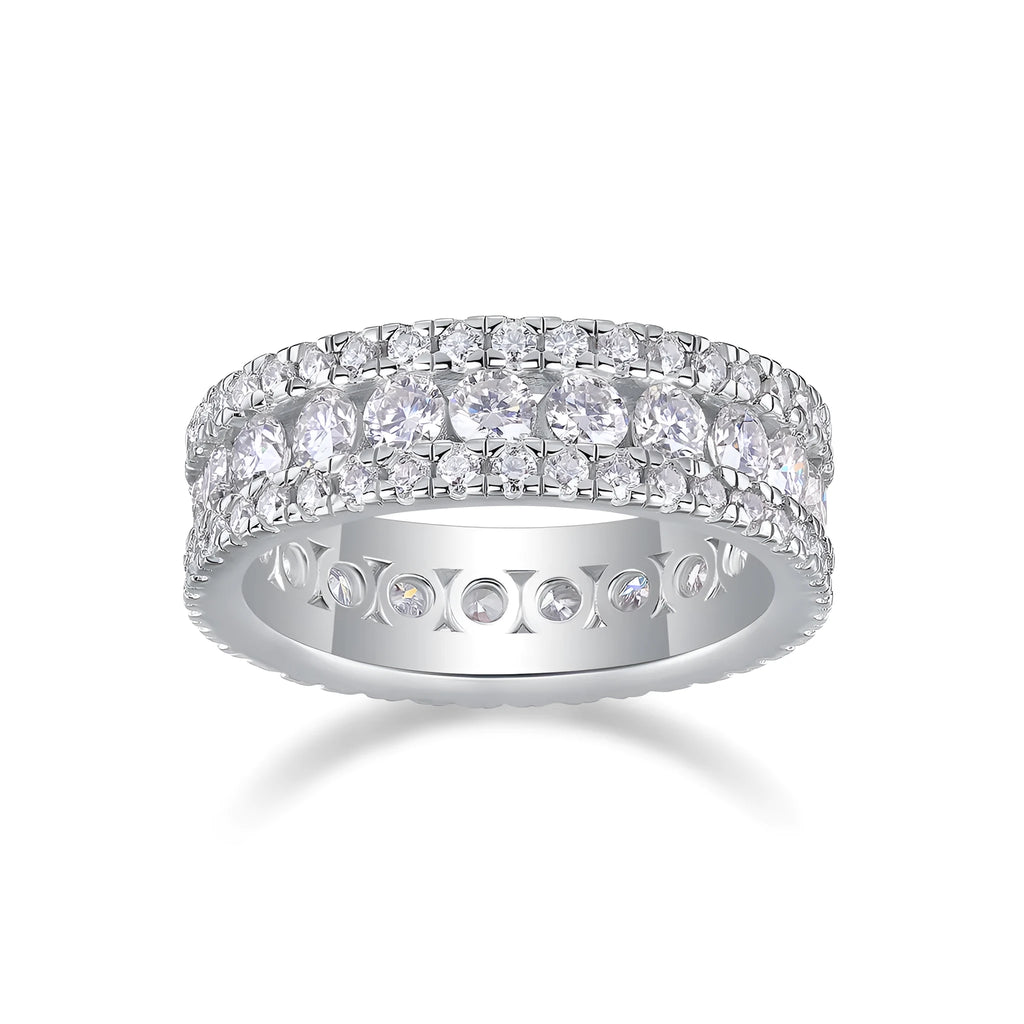 Moissanite wedding ring with S925 silver platinum plating, less than 0.1 carat, in sizes 5-9
