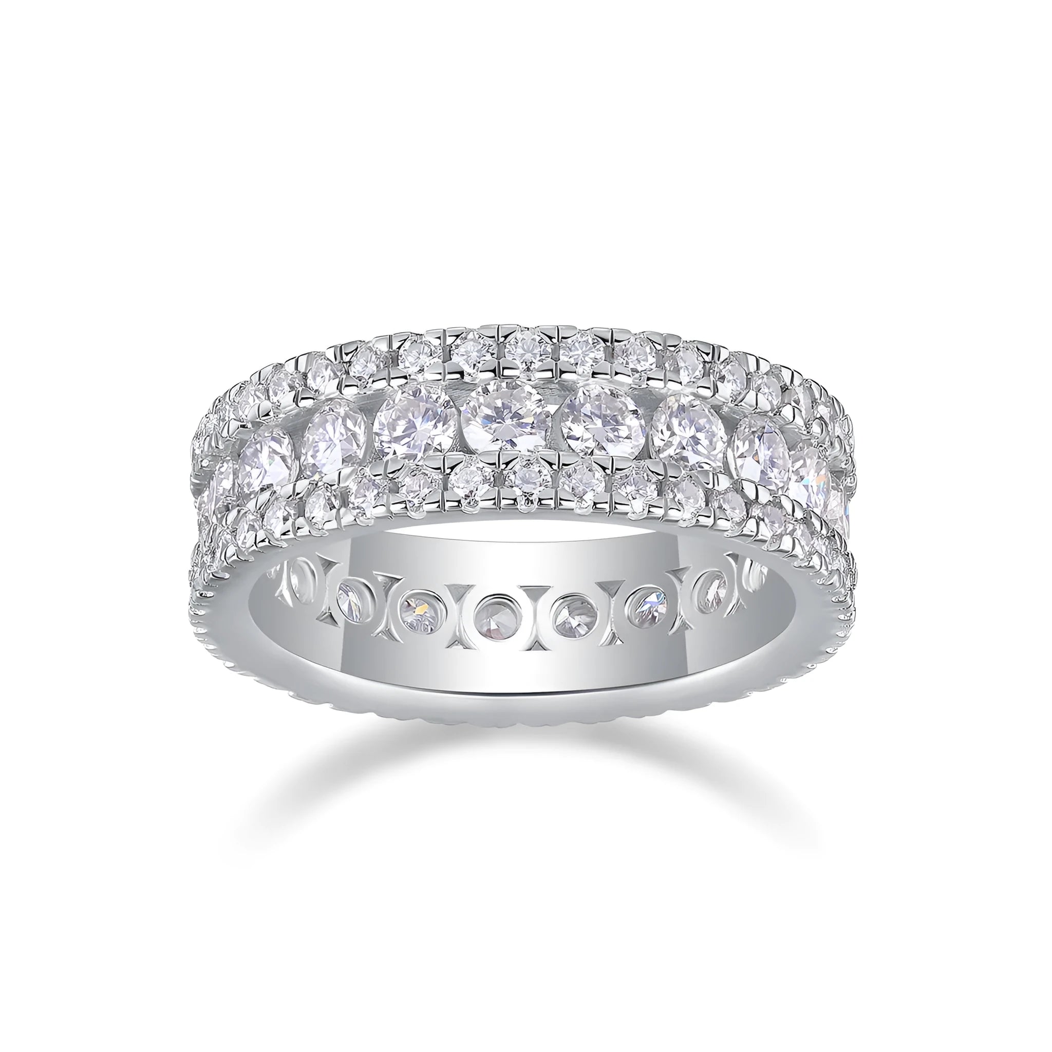Moissanite wedding ring with S925 silver platinum plating, less than 0.1 carat, in sizes 5-9