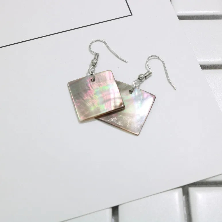 Women's geometric shell earrings in square panther or rectangular retro designs
