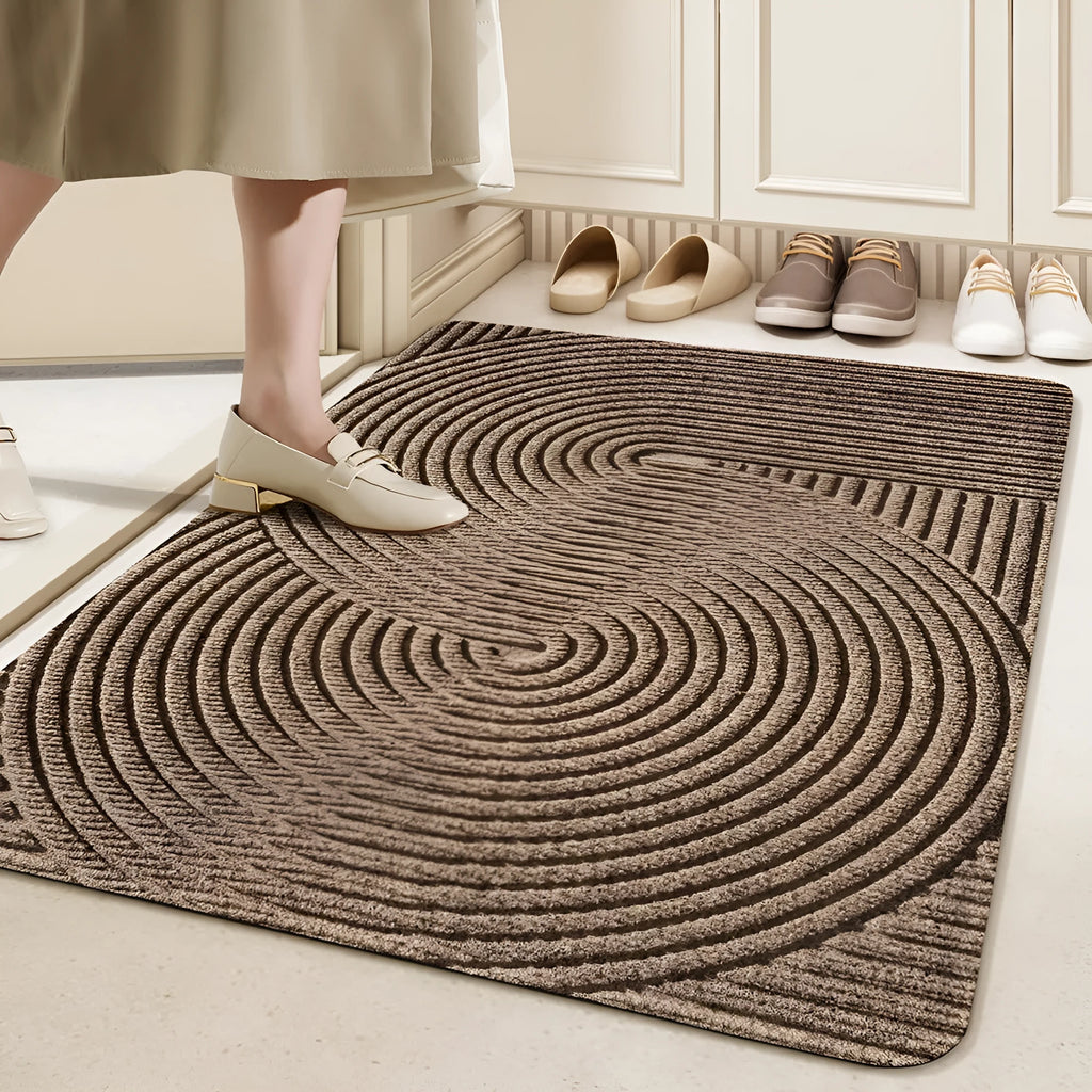 Silk ring entrance floor mat with cartoon anime pattern in blue, alien shape, 60x90cm size