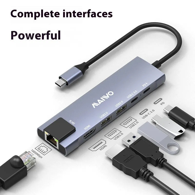 Steam Deck six-in-one docking station with aluminium alloy shell showing HDMI, Ethernet, and USB ports
