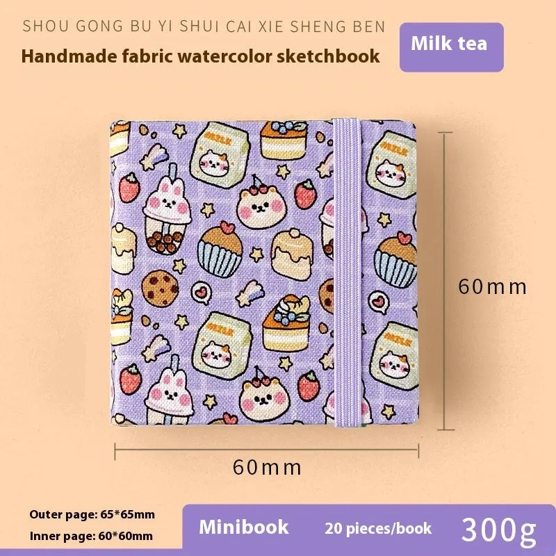 Feiluniao handmade fabric watercolour notebook in 185mm portable size, showing artistic cover design.