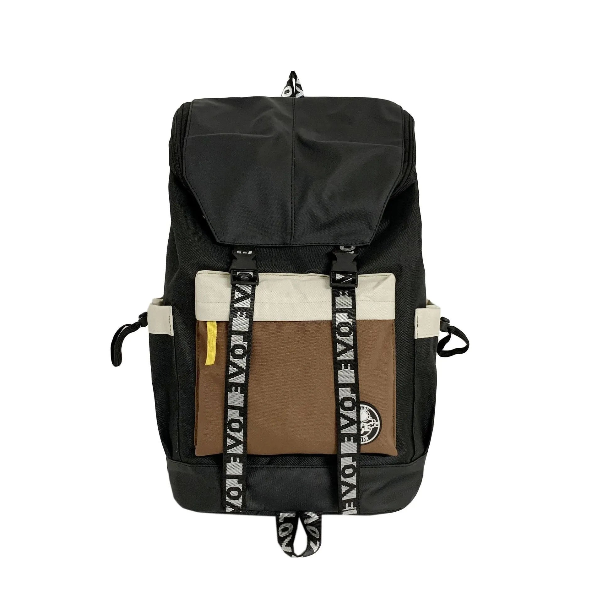 Oxford cloth backpack in black, green, or red, showing handheld and shoulder straps