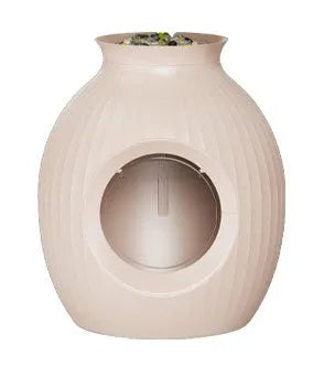 Oversized flower pot style fully enclosed deodorant litter box in gray ABS plastic