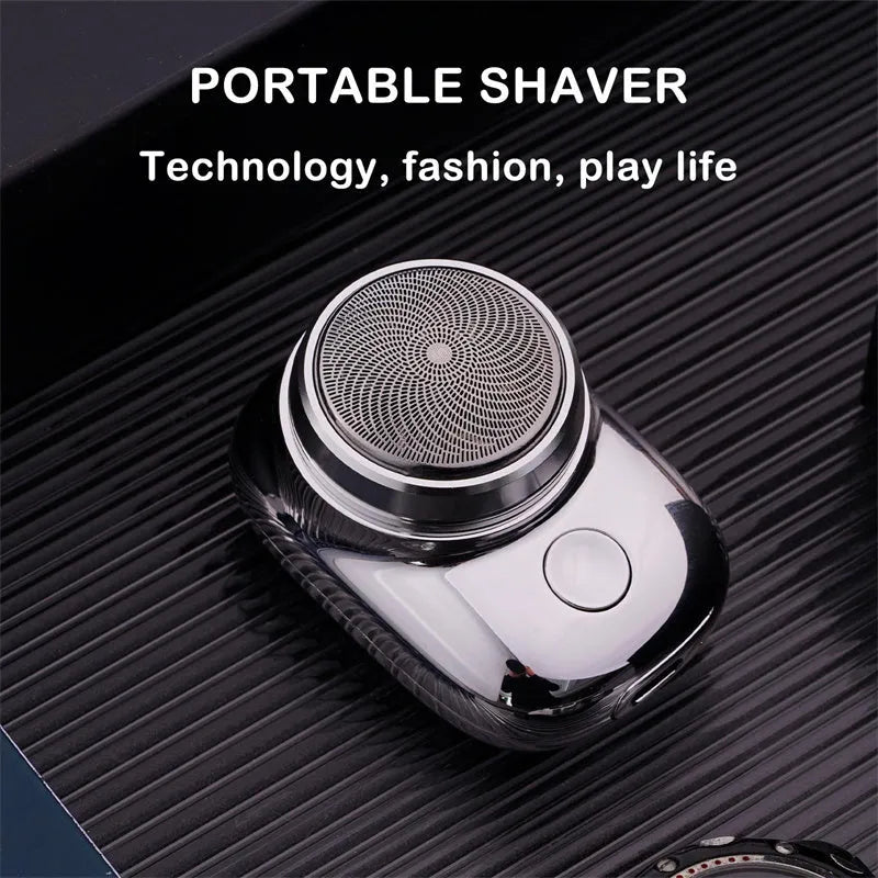 Mini portable rechargeable USB electric shaver with aluminium metal body and rotary 1-blade head