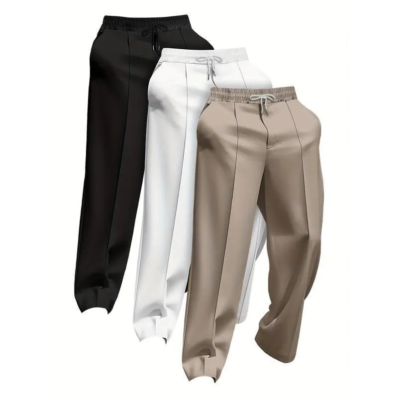 Men's solid colour loose-fit fire-retardant trousers in linen corduroy fabric.