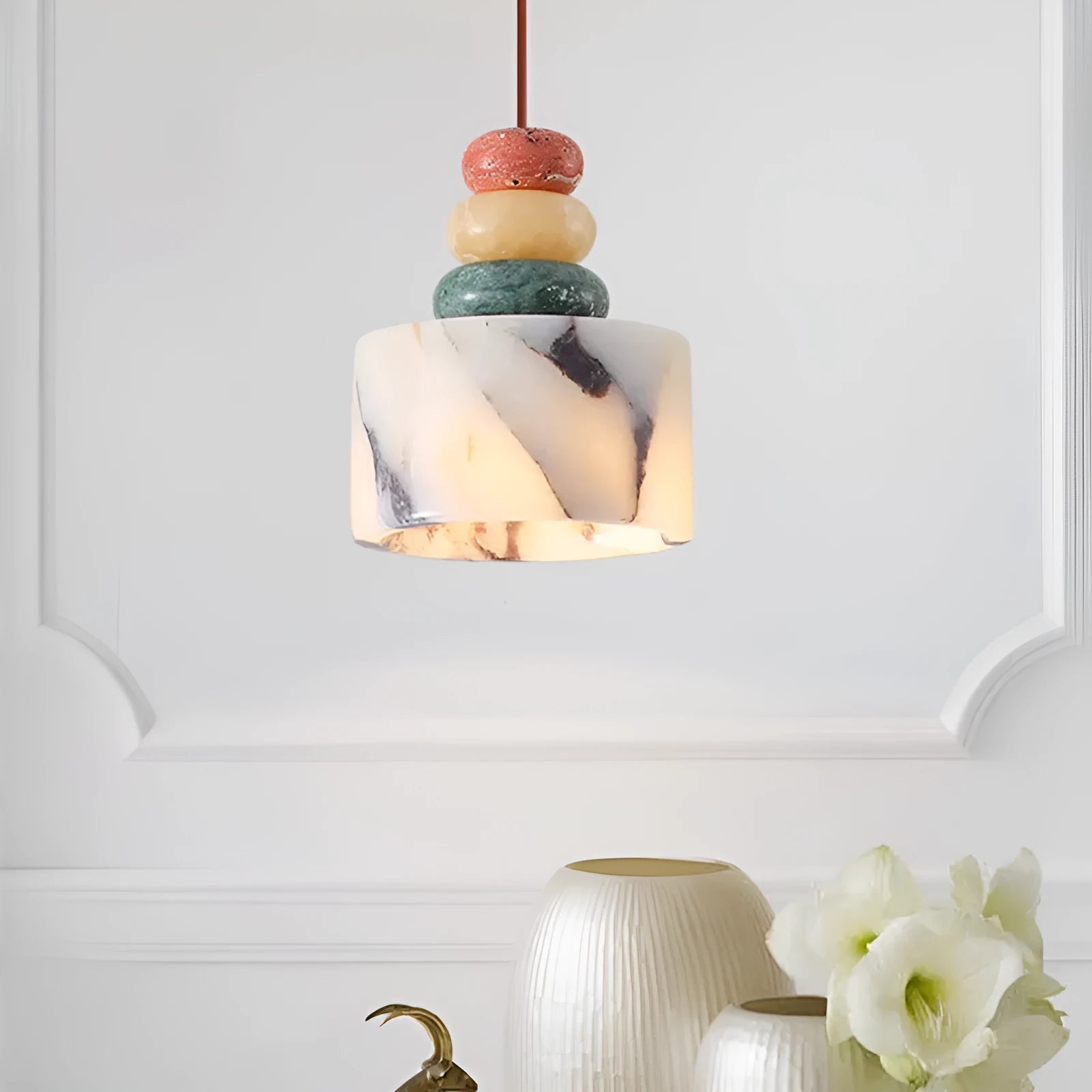 Modern simplicity bedroom bedside pendant lamp with 12cm diameter and LED warm light