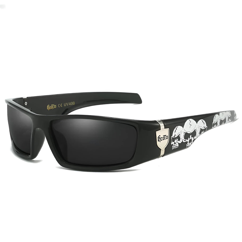 Bandit style hip hop polarized sunglasses model G613, PC lenses, box frame, available in multiple colours