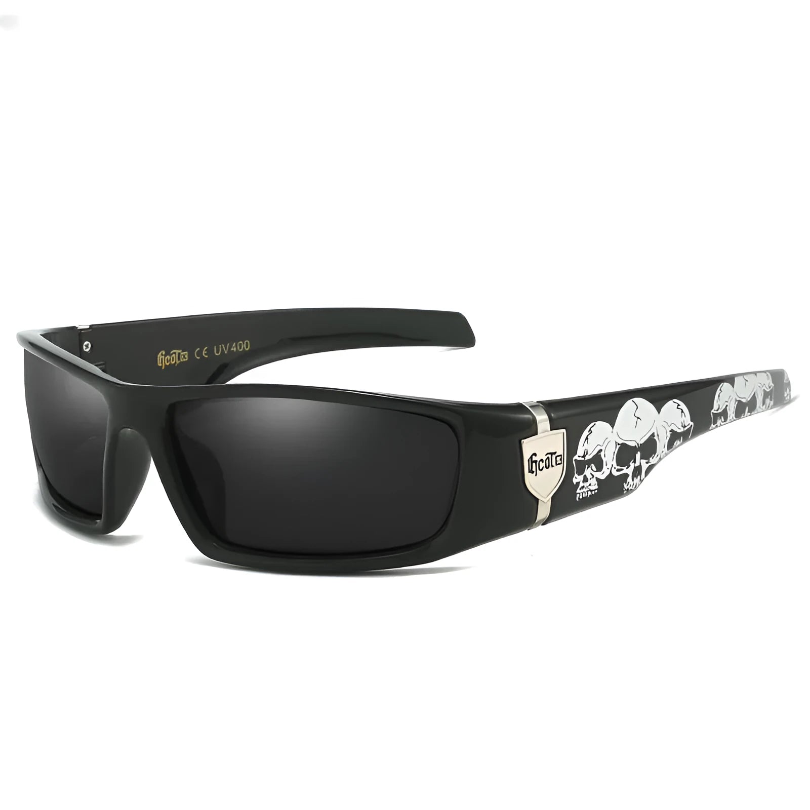 Bandit style hip hop polarized sunglasses model G613, PC lenses, box frame, available in multiple colours
