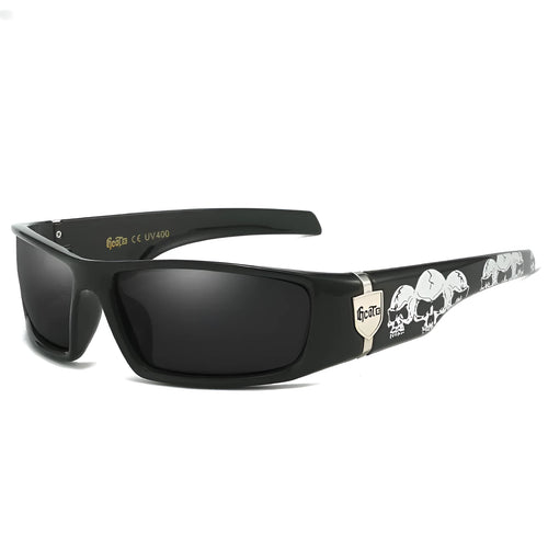 Bandit style hip hop polarized sunglasses model G613, PC lenses, box frame, available in multiple colours