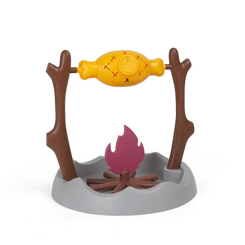 Tumbling barbecue-style cat feeder toy with leakage food dispenser, shown in plastic construction.