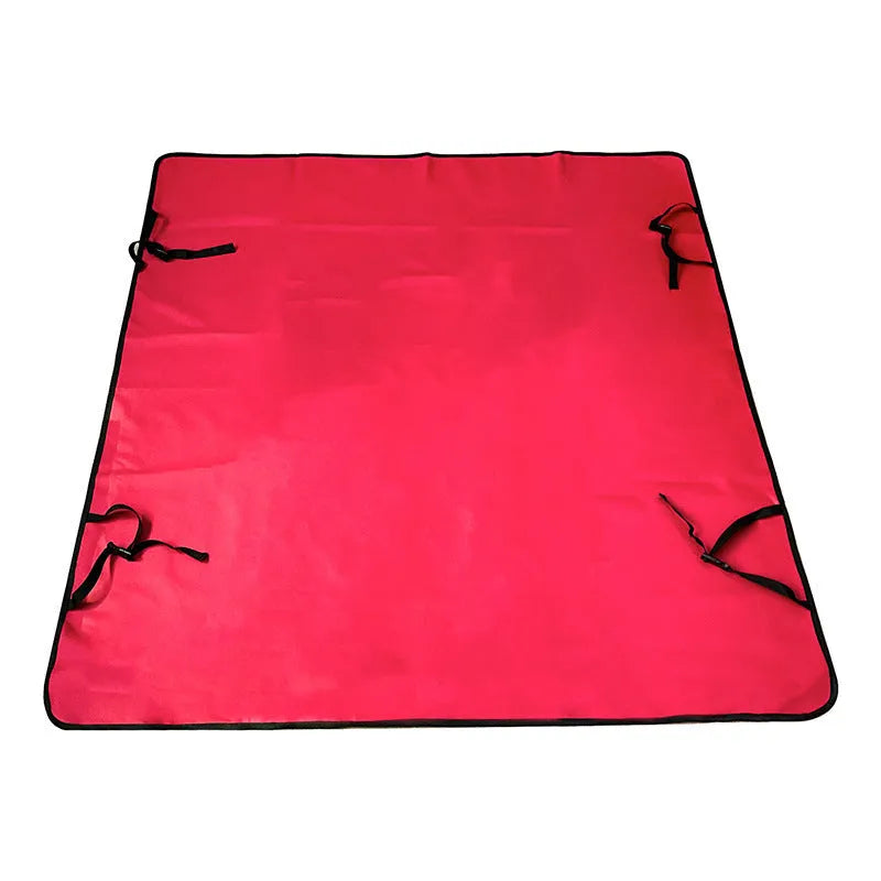 Cloth car pet mat for rear seat protection, shown in a dog bone print design on a grey background.