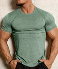 Men's black quick-dry running t-shirt with round neck and short sleeves