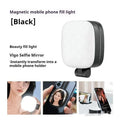 Black mobile phone magnetic fill light with variable holder showing three colour temperature settings