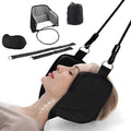 Black neck hammock cervical spine tensioner with velvet, sponge, and breathable mesh three-piece set