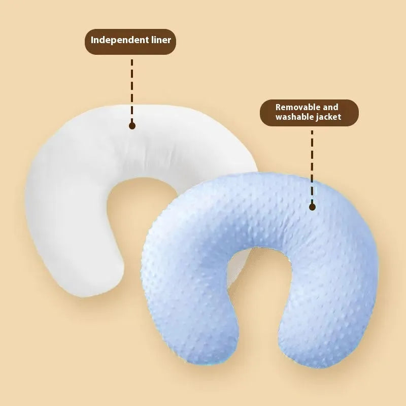 Multifunctional nursing pillow in grey colour with removable cover for breastfeeding and bottle feeding