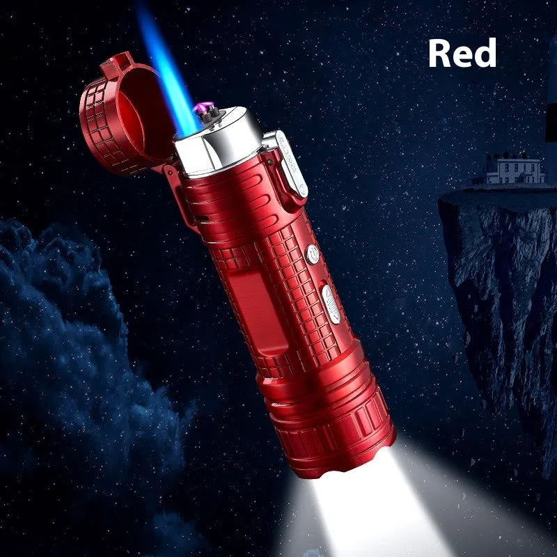TH727 multifunction waterproof flashlight lighter in metal construction with five colour options