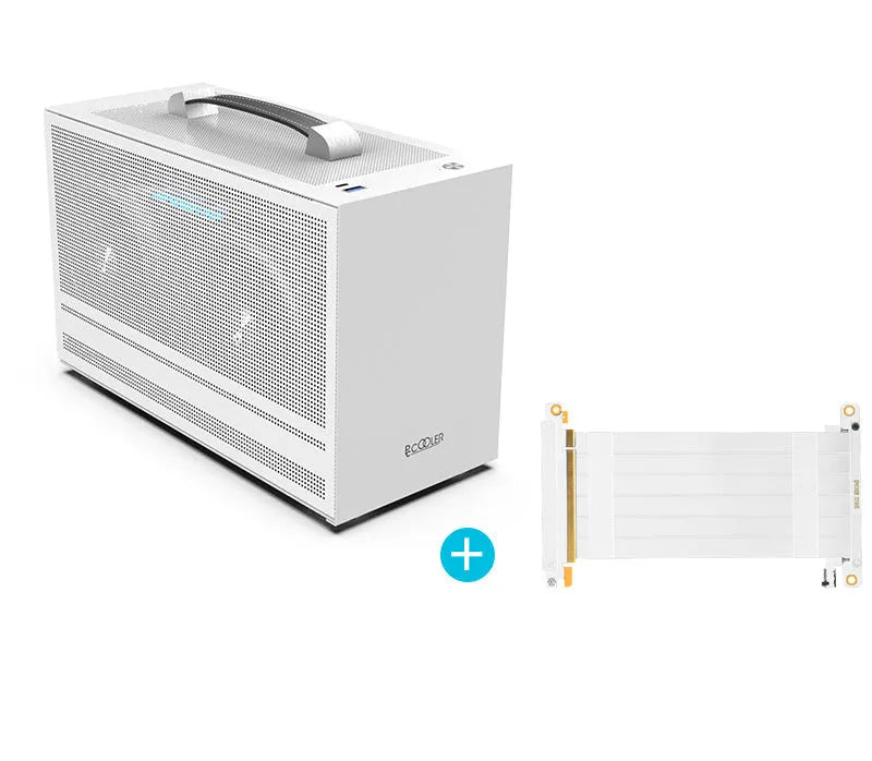 Hummingbird PRO compact ITX desktop PC chassis in titanium grey or white.