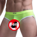 Men's thin ice silk bazooka briefs in multiple colours on a mid waist model.