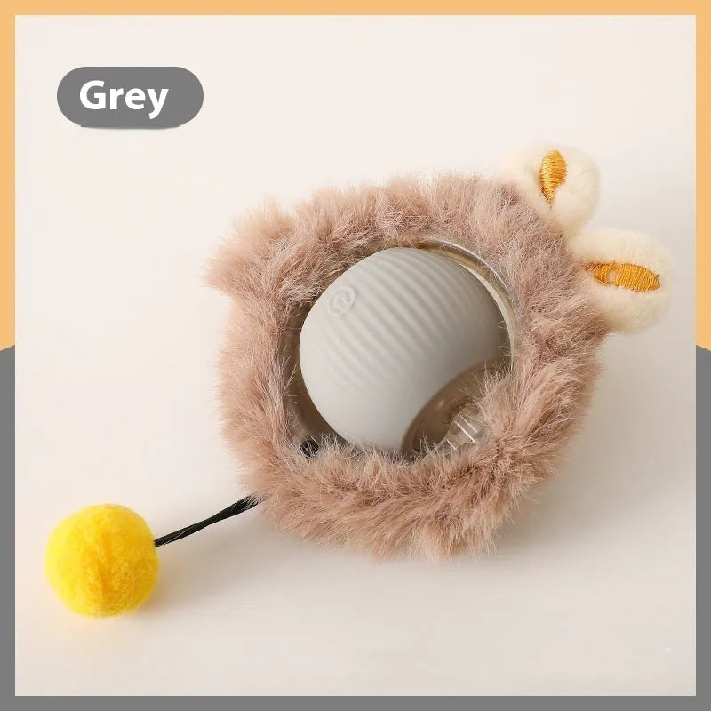 Silicone rolling cat toy ball available in red, green, and grey colours