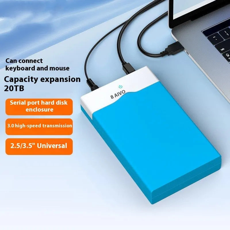 3.5-inch SATA to USB hard disk enclosure with sliding cover in black and silver colour combination