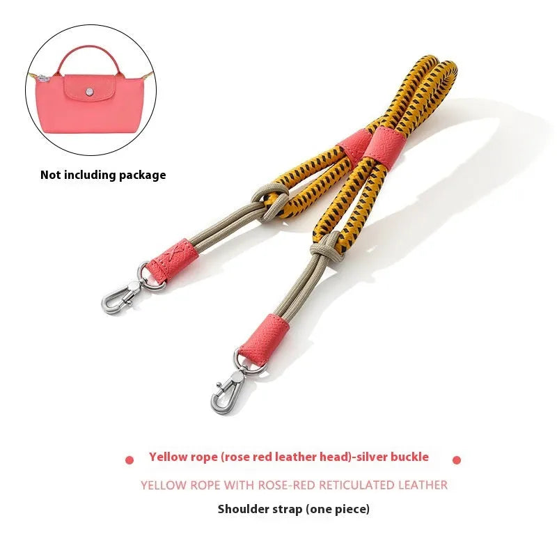 Braided nylon and cowhide leather crossbody strap with alloy buckle for bag modification