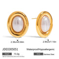 Stainless steel vintage pearl post ear studs for women with electroplated JDE0305051 finish