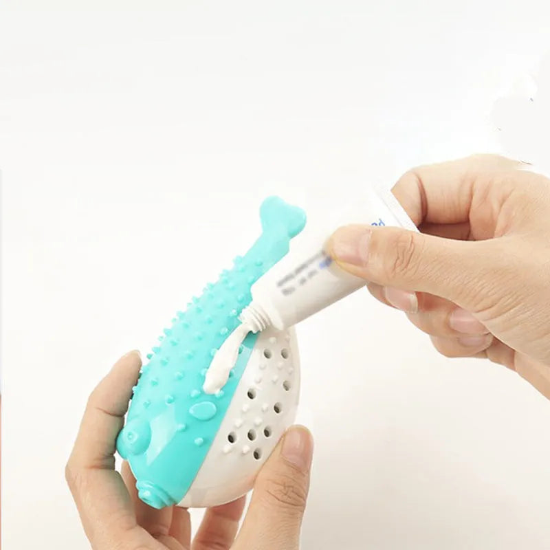 Silicone fish-shaped cat chew toy with teaser design in multiple colours