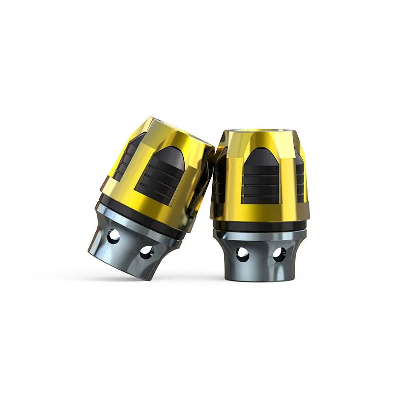 Aluminium alloy motorcycle fork cups pair in seven anodised colour options for front axle security