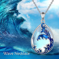 Moonstone blue alloy pendant necklace for women with love heart design on chain