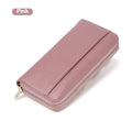 Genuine leather long wallet for women with anti-theft card slot in multiple colour options