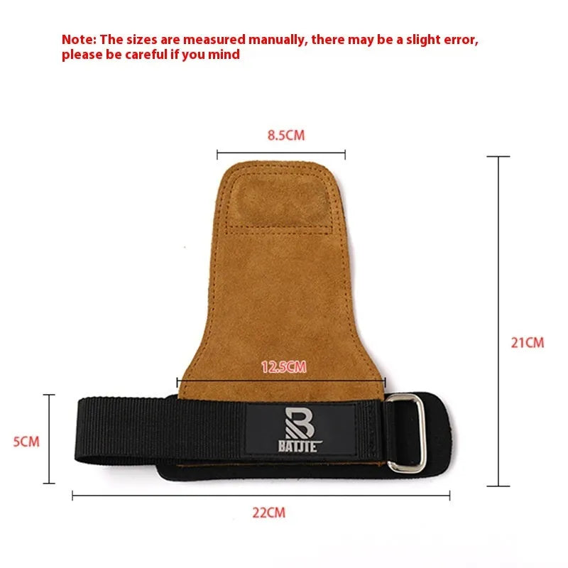 Brown fitness wrist protector and grip strength bands for pull-up and weightlifting training.