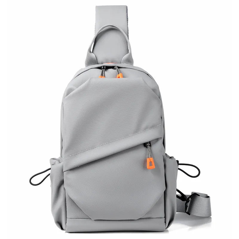 Men's black casual crossbody bag made from waterproof polyester material