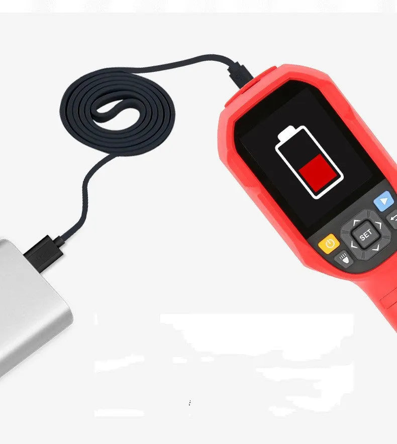 UTi260B handheld infrared thermal imager with display screen showing thermal image