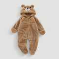 Boys and girls thermal jumpsuit pajamas in milky white, thickened polyester fibre, suitable for babies 59cm to 80cm tall.