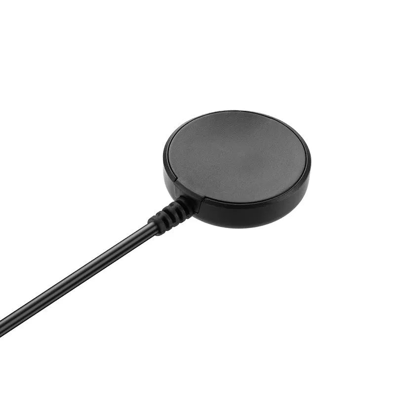 Black plastic USB watch charger for smartwatches with fast charging cable