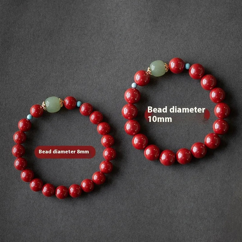 Purple Gold Sand cinnabar stone bracelet with geometric beads in 6mm, 8mm, or 10mm sizes.