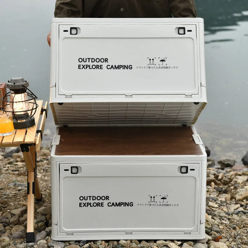 Large white foldable plastic storage box with a 45-litre capacity for household organisation.