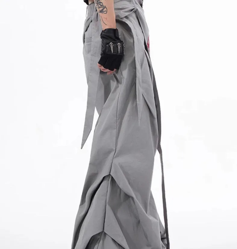 Korean style wide-leg summer pants for boys in black or grey colour